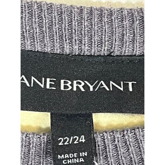 Lane Bryant Sweater Women 22 Gray Animal Print Safari Neutral Office Retro 80s - Picture 2 of 10